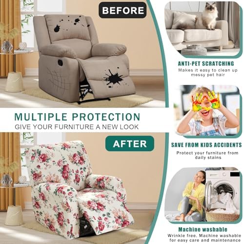 NILUOH Stretch Recliner Covers 4 Piece, Non-Slip Lazy Boy Chair Covers - Image 4