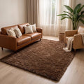Amdrebio Chocolate Brown Furry Area Rug 5x7 by Amdrebio