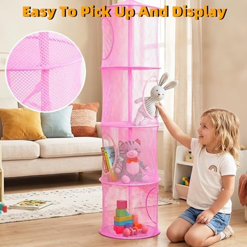 Hanging Stuffed Animal Storage Hammock Net 4 Tiers - Image 6