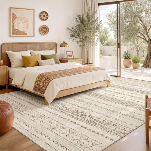 Nakagishi 12x15 Area Rugs Living Room: Washable Boho Large Neutral Modern Soft - Image 6