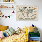 Wheatwin World Maps for Wall, Kids World Map Banner, Cute Animal World Map - Image 5
