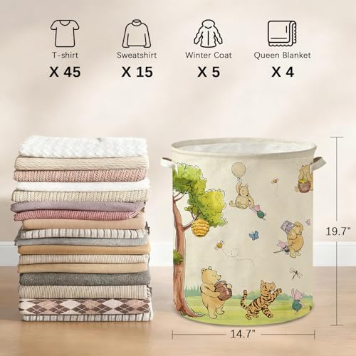 Oval Neutral Classic Winnie Bear Baby Laundry Basket Hamper - Image 6