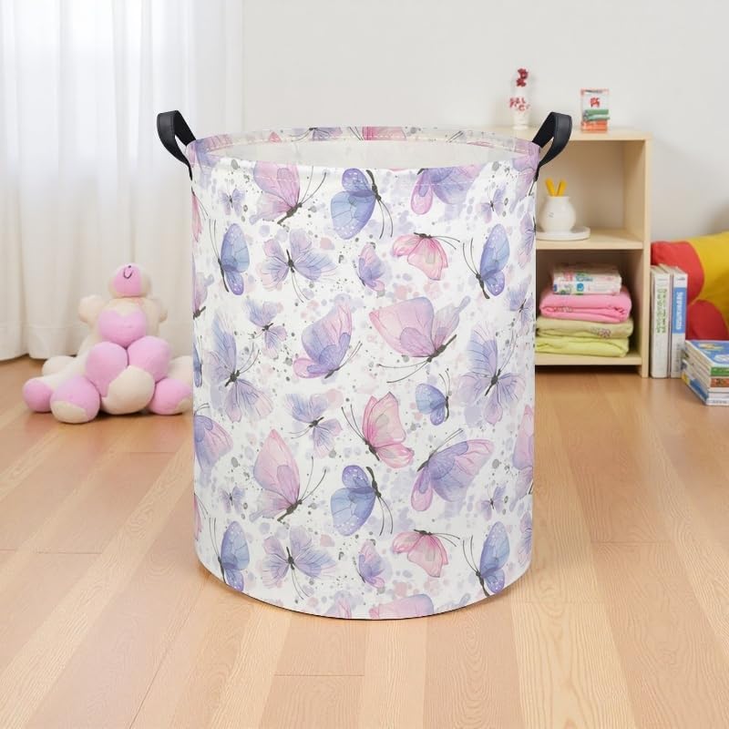 Butterfly Baby Laundry Basket Kids Hamper Animal Toy Storage Bin - Image 3