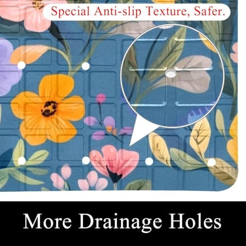 Bathtub Mat Non Slip 26.8x15.1In, Flower Bath Mat - Image 2
