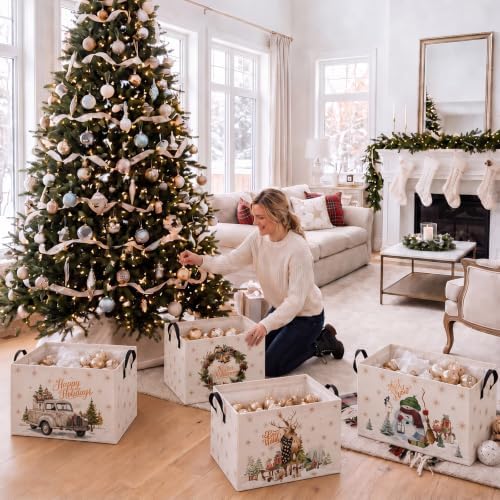 4 Pcs Christmas Storage Basket for Gifts Empty Large Christmas Storage Bins 15 - Image 4