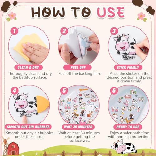 Fullhawl 30 Pcs Farm Animal Non Slip Shower Stickers, Bathtub Safety - Image 3