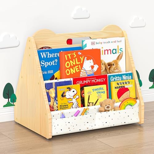 NANATI Solid Pine Wood Kids Bookshelf Pattern, Double-Sided Nursery Book Shelves by Unknown