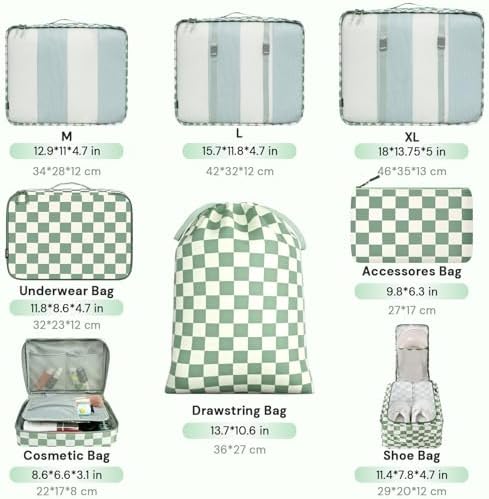 BAGAIL 8 Set Packing Cubes Luggage Packing Organizers - Image 2