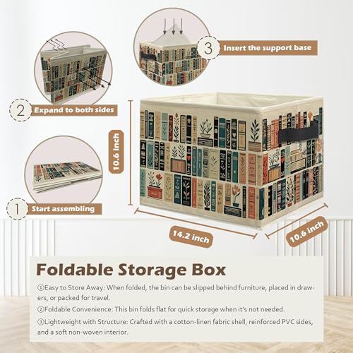 Vintage Floral Book Storage Box Bins, Reading Lover Bookish Bookworm Gifts - Image 3