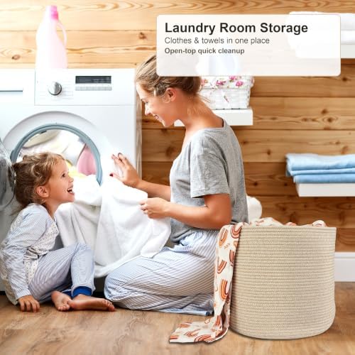 XUANGUO Cotton Rope Basket For Girls Boys Kids 16”X14” - Image 4