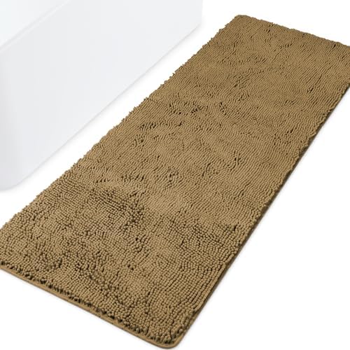 Yeaban Chenille Tan Bathroom Runner Rug 24"x72" by Yeaban