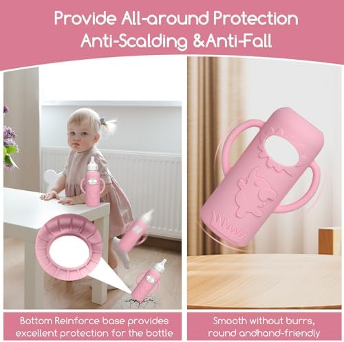 4 Pack Silicone Sleeves for Dr. Brown's Glass Baby Bottles -Drop Protection - Image 6