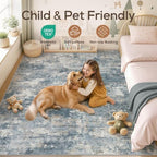 Nakagishi 8x10 Area Rugs Living Room: Washable Abstract Large Neutral Soft Rug - Image 4