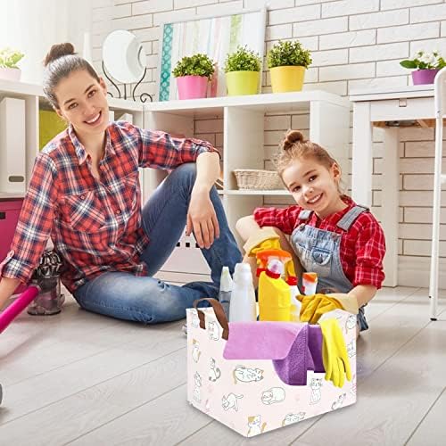 FXOLCSHE Rectangular Pink Cat Baskets, Cute Storage Basket Bin, Empty - Image 2