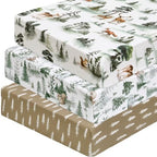 PHF 3 Pack Soft Woodland Crib Sheets Fitted, Silky Comfy Breathable Baby Sheets by PHF