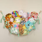 Large Macrame Stuffed Animal Storage Hammock w/Lights 2 Pack | Holds 12 lbs | by LillysLove