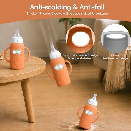 4 Pack Silicone Sleeves for Dr. Brown's Glass Baby Bottles, Anti Breakage Baby - Image 7