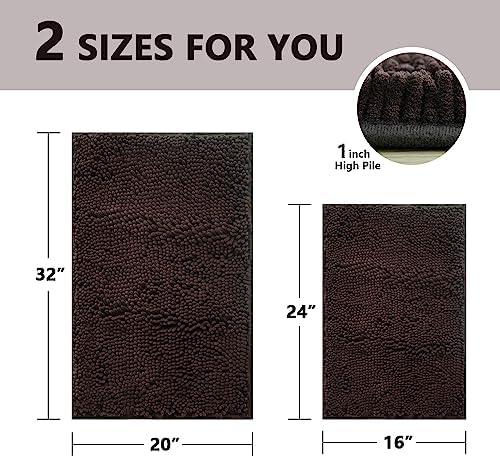 Bathroom Rugs Sets 2 Piece, Extra Soft Chenille Bath Mat Ultra Absorbent - Image 2