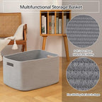 OIAHOMY 96L XXXLarge Blanket Basket Woven Cotton Rope Storage Basket Grey - Image 5