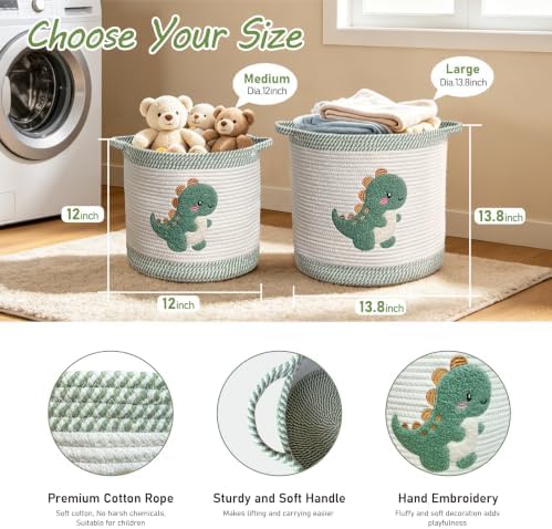 Toy Storage Basket, blanket basket, Cotton Rope Woven Laundry Hamper - Image 6