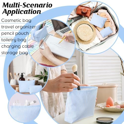 Huhumy 2 Pcs Makeup Bag Set for Women, Thin Stripe - Image 5