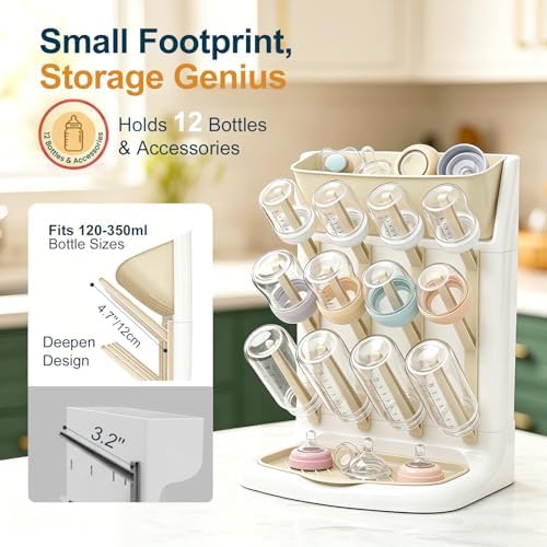 GoMaihe Baby Bottle Drying Rack: Space Saving Vertical Bottle Dryer Holder - Image 2