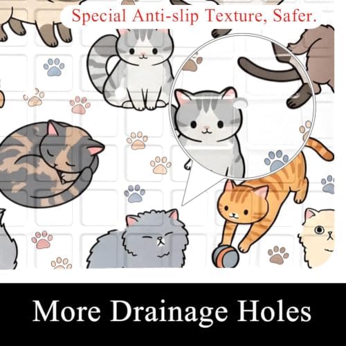 Bathtub Mat Non Slip 26.8x15.1In, Cute Cats Bath Mat - Image 2