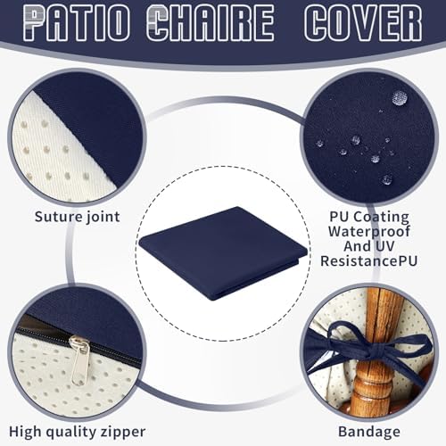 Tudomro 2 Pcs Outdoor High Back Chair Cushion Covers Waterproof Patio - Image 3