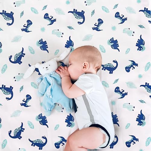 Dinosaur Crib Bedding Set for Boys Blue, Premium 3-Piece Baby Bedding Set - Image 6