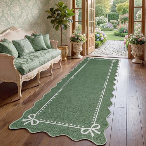 Garvee Scalloped Bow Runner Rug 2x6 Washable Kitchen Runner Rug Non-Slip by Garvee