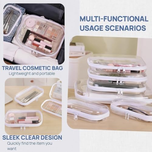 3PCS Clear Hard Plastic Zipper Case, Double Zippers Hard Pouch, Portable Travel - Image 4