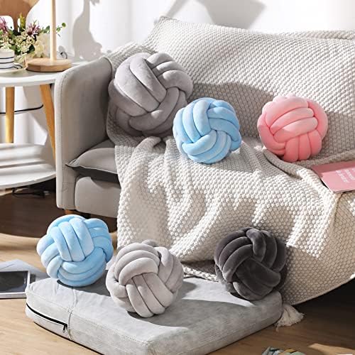 Namalu 7.87 Inches 2 Pcs Knot Pillow Decorative Throw Pillow, Sky Blue - Image 3