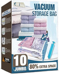 10 Jumbo Vacuum Storage Bags for Bedding, Vacuum Seal Bags for Clothing by HIBAG