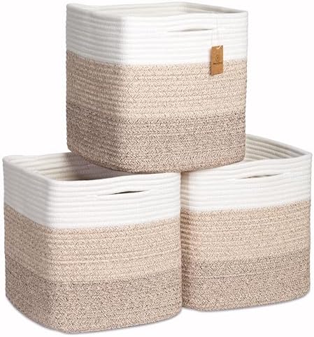 NaturalCozy Storage Cubes 11 Inch Cotton Rope Woven Baskets by NaturalCozy