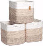 NaturalCozy Storage Cubes 11 Inch Cotton Rope Woven Baskets by NaturalCozy