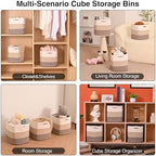 ICERZCZ 11 Inch Cube Storage Bins, Storage Cube Organizer Bins, Woven Cotton - Image 4