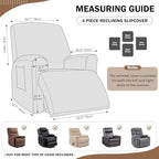 vctops 4 Pieces Recliner Chair Covers, Geometric Jacquard Plush Recliner - Image 2