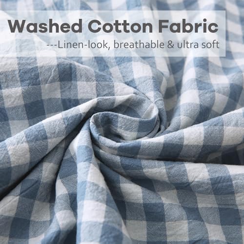 2 Pack Dust Blue Gingham Ruffle Throw Pillow Covers 18''x18'' - Image 6