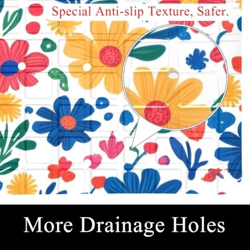 Bathtub Mat Non Slip 26.8x15.1In, Flowers Bath Mat - Image 2