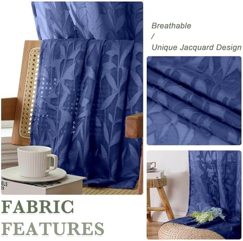 Lecloud Leia Dusty Blue Sheer Curtains 63 Inch Length 2 Panels, Light Filtering - Image 3