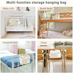 Mkono Bedside Caddy, Macrame Hanging Organizer, 4 Pockets Ivory Metal Hooks - Image 4