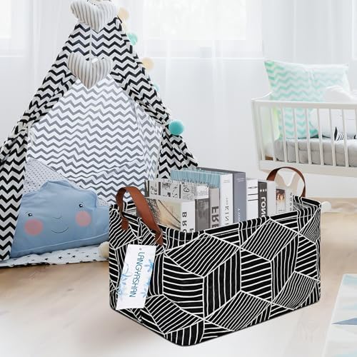Rectangular Collapsible Storage Basket Nursery Organizer Black diamond - Image 5