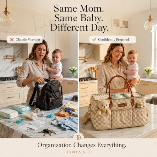 DOKUS & CO Luxe Diaper Caddy Organizer, Extra Large Collapsible Nursery Storage - Image 3