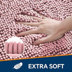 Chenille Bathroom Runner Rug 24"x60" Blush, Plush Bath Mat - Image 3