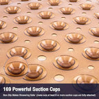 Square Shower Mat Bathtub Bath Mat Non Slip Clear Brown 21"x21" - Image 3