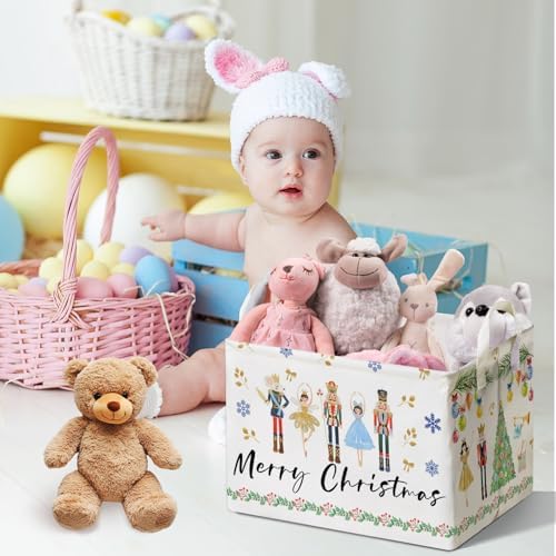 Christmas Storage Basket with Handles, Nursery Organization, Waterproof Toy Box - Image 4