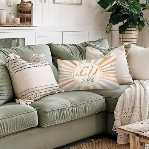Boho Sun Christian Nursery 12x20 Pillow Cover, Christian Home Decor, I Am A - Image 4