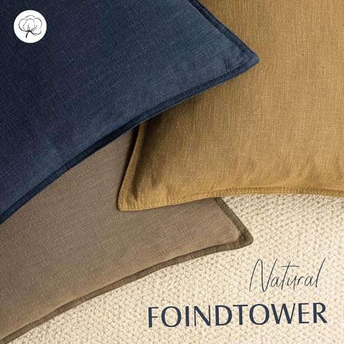 Foindtower Linen Solid Decorative Throw Pillow Covers 16x16 Cocoa Brown - Image 4