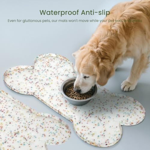 PWTAA Dog Food Mat Anti-Slip Silicone Dog Bowl Mat Thicker Pet Placemat - Image 3