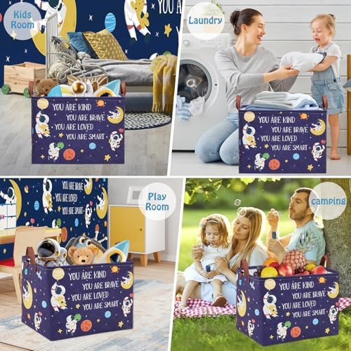 Space Room Decor Kid Storage Box, Boys Astronaut Planets Stars Organizer Toy - Image 6